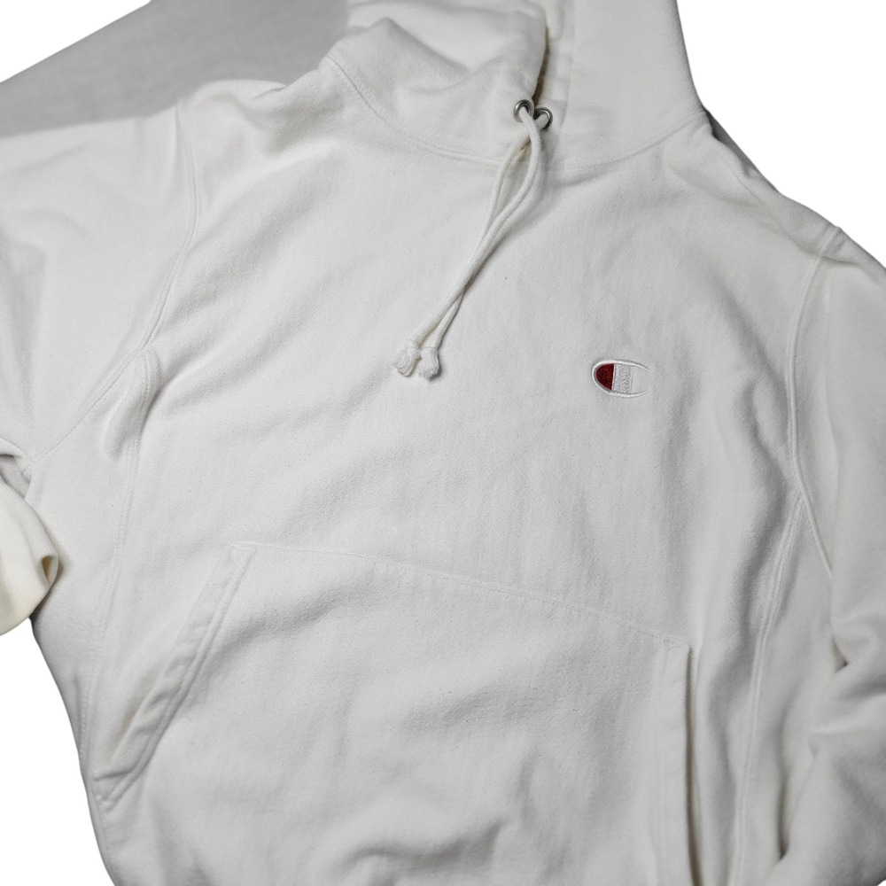 Vintage Champion Reverse Weave Hoodie White Mens Small Heavyweight Sweatshirt